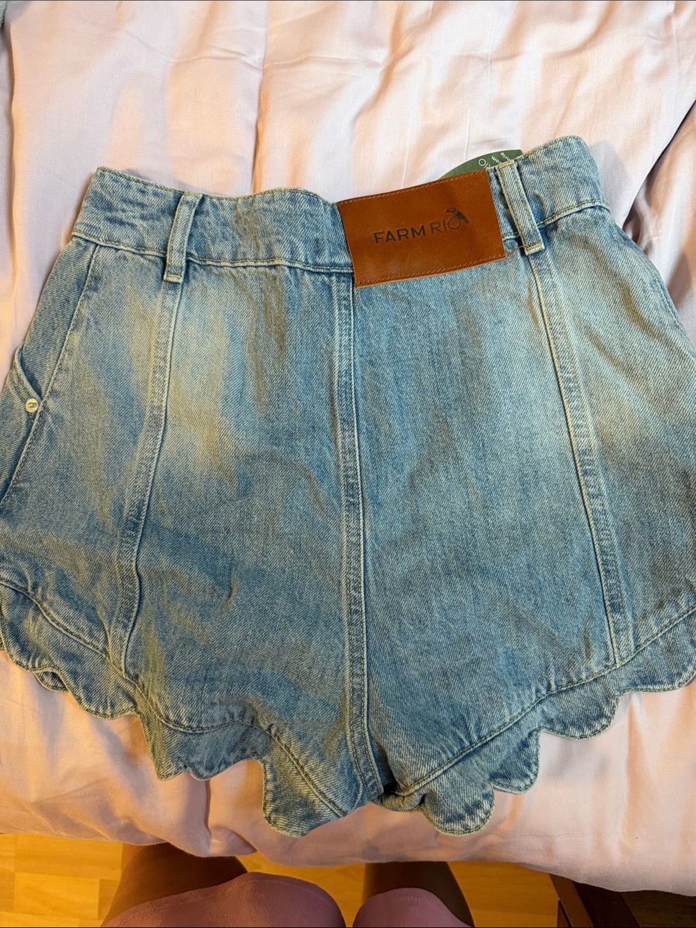 FARM Rio Light Blue Denim Scalloped-Hem Shorts - Picture 3 of 4